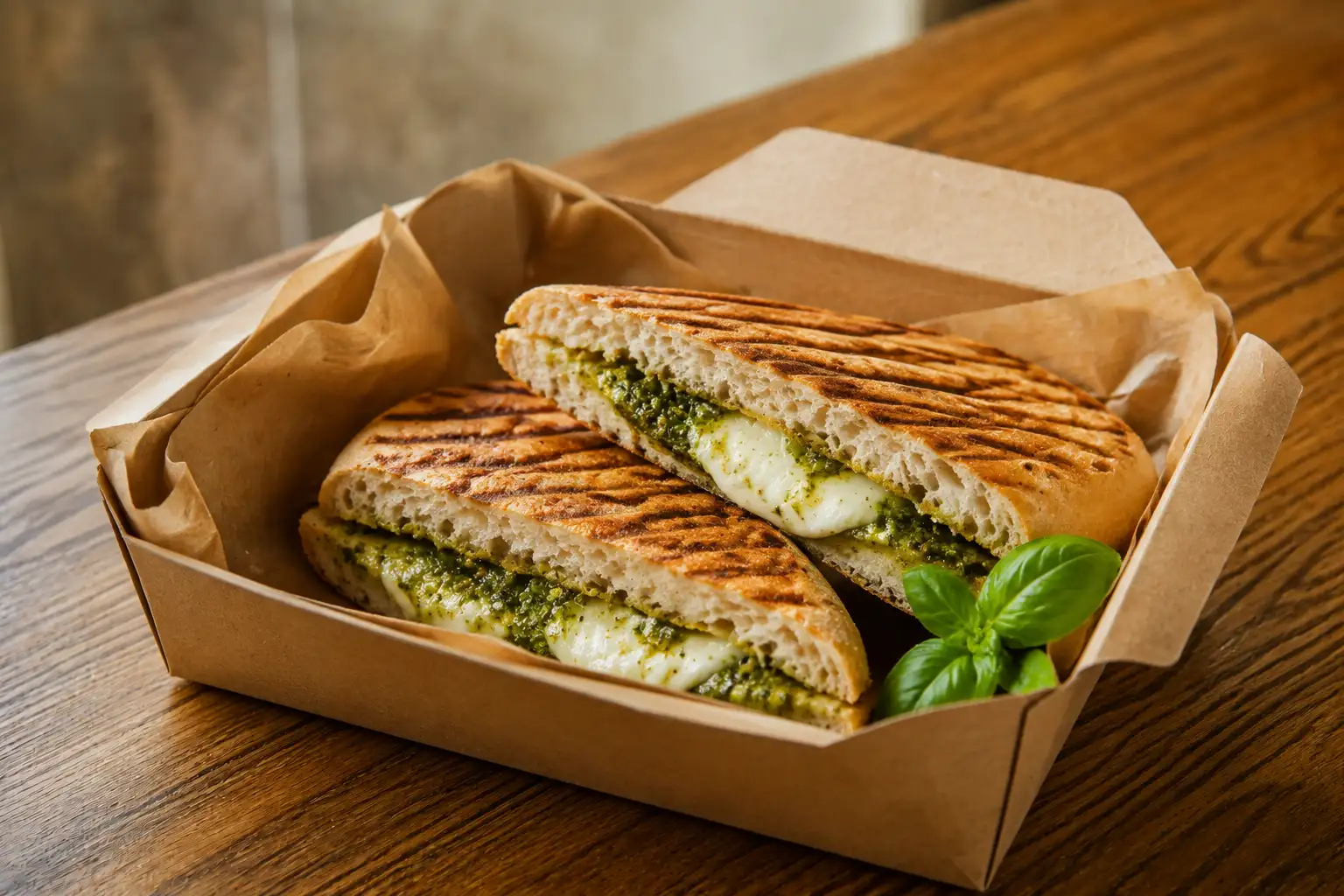 Paninis mozzarella  pesto